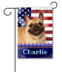Personalized Stars and Stripes French Bulldog - Garden Flag - 12.5'' x 18''
