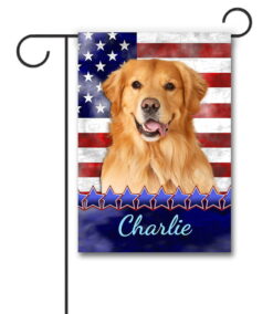 Personalized Stars and Stripes Golden Retriever - Garden Flag - 12.5'' x 18''