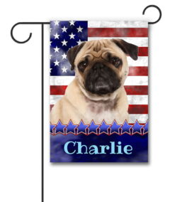 Personalized Stars and Stripes Pug - Garden Flag - 12.5'' x 18''