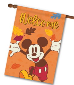 Mickey Mouse Fall Leaves Welcome - House Flag - 28" x 40"