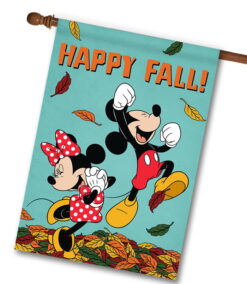Happy Fall Mickey and Minnie - House Flag - 28" x 40"