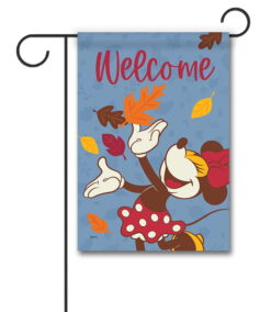 Minnie Mouse Fall Leaves Welcome - Garden Flag - 12" x 18"