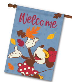 Minnie Mouse Fall Leaves Welcome - House Flag - 28" x 40"