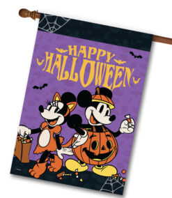 Happy Halloween Mickey and Minnie Costumes - House Flag - 28" x 40"