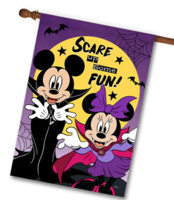 Scare up Some Fun Halloween Mickey and Minnie - House Flag - 28" x 40"