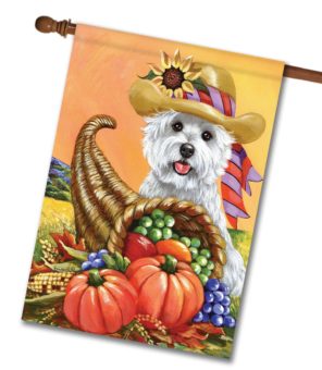 Westie Fall Cornucopia House Flag